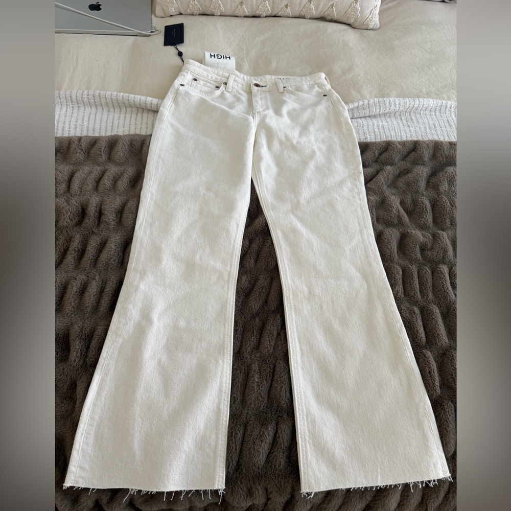 NWT Rag & Bone Cream Ecru Nina High Rise Ankle Flare Denim Jeans Size 28